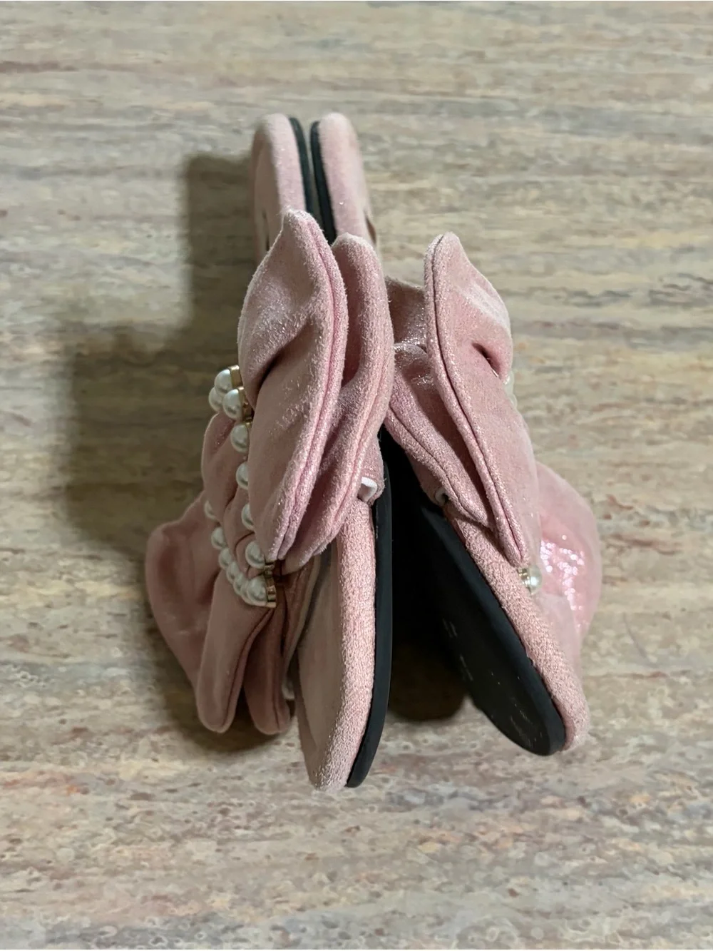 Victoria's Secret Pink Pearl Heart Bow Slide Sandals Size M